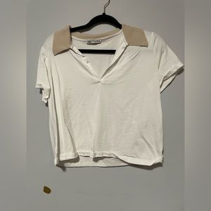 Zara cropped collared tee